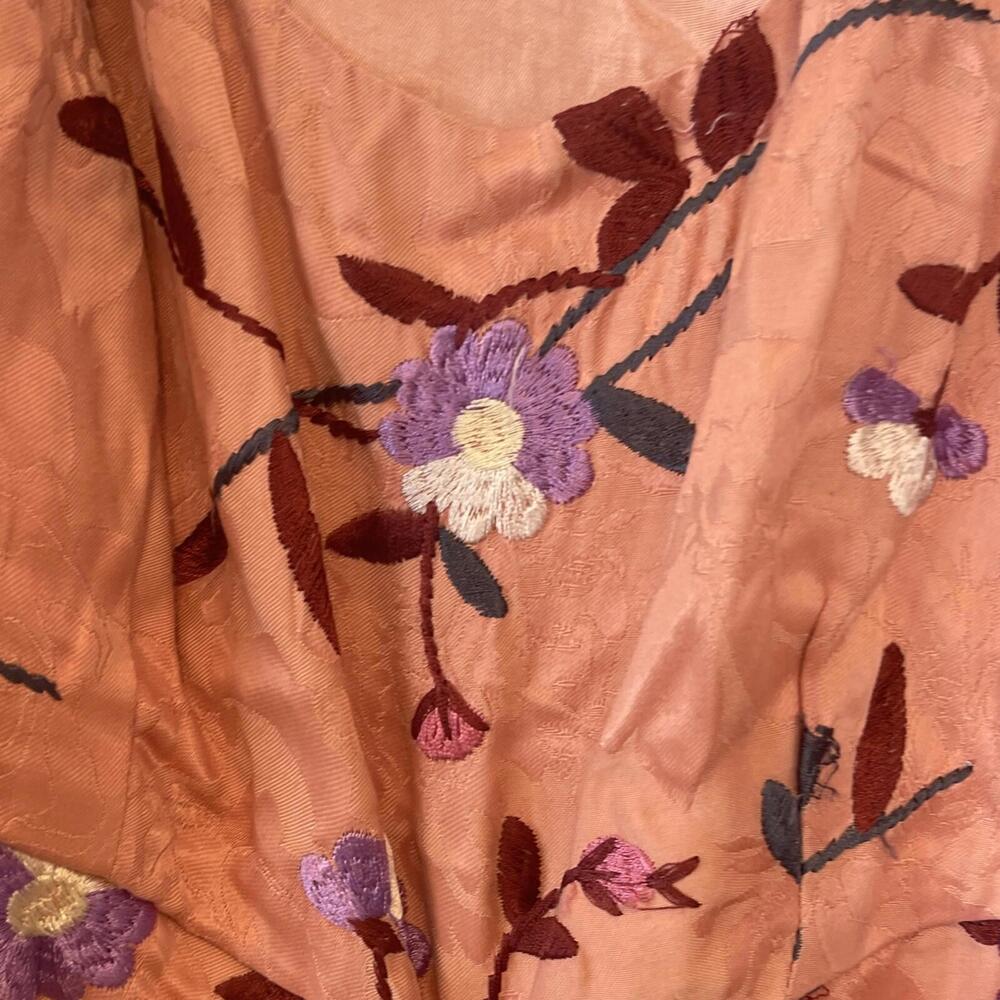 New By Timo Ruched Floral Embroidered Jacquard Dress In Blush Size XS - Picture 10 of 11